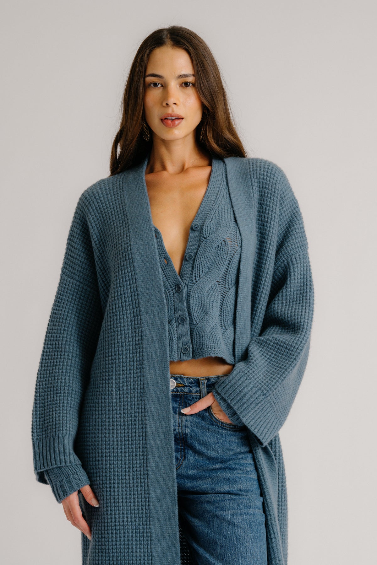 CEDAR SLOUCHY CASHMERE DUSTER | SMOKY BLUE