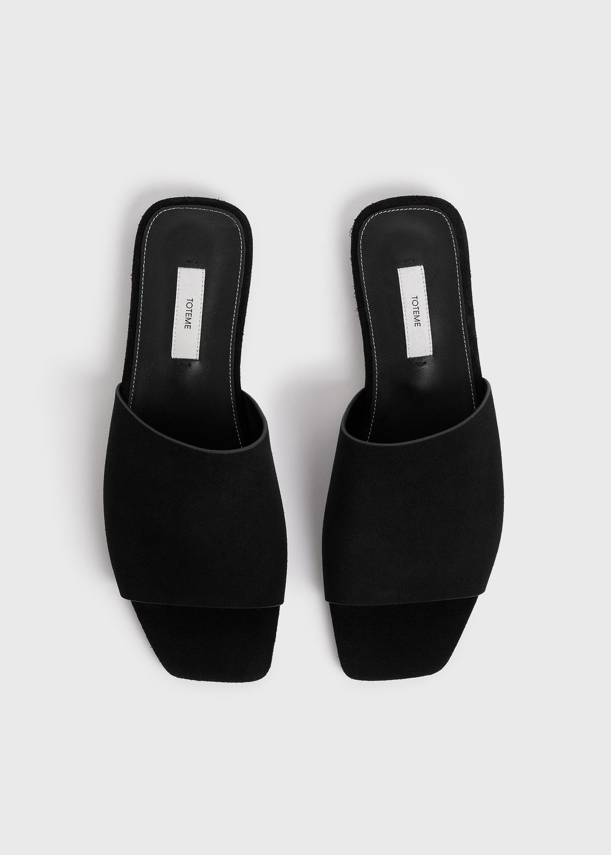 Velour-leather bandeau slides black