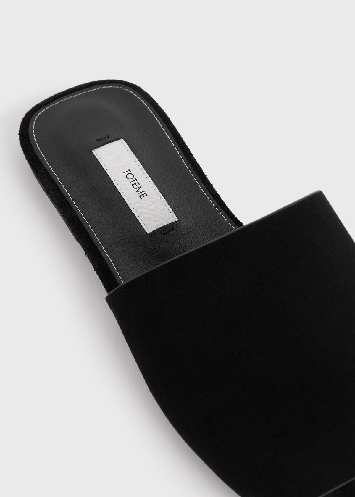 Velour-leather bandeau slides black