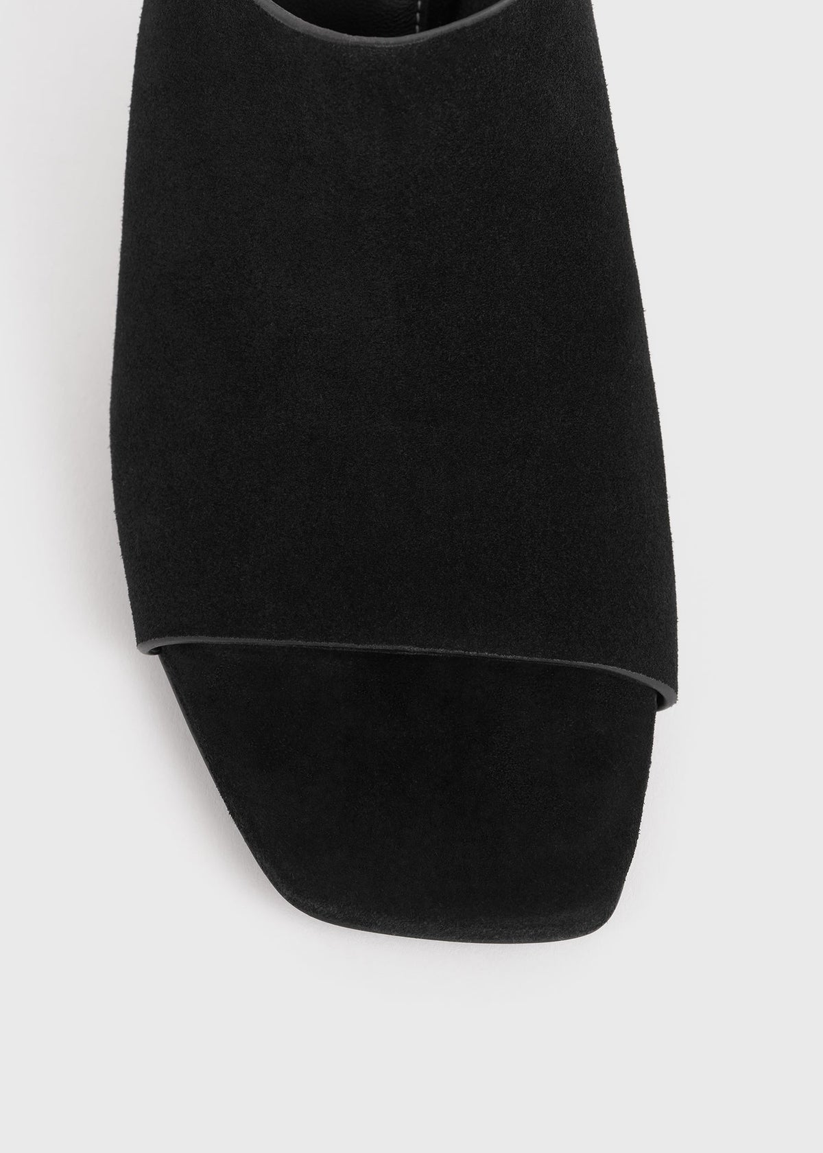 Velour-leather bandeau mules black