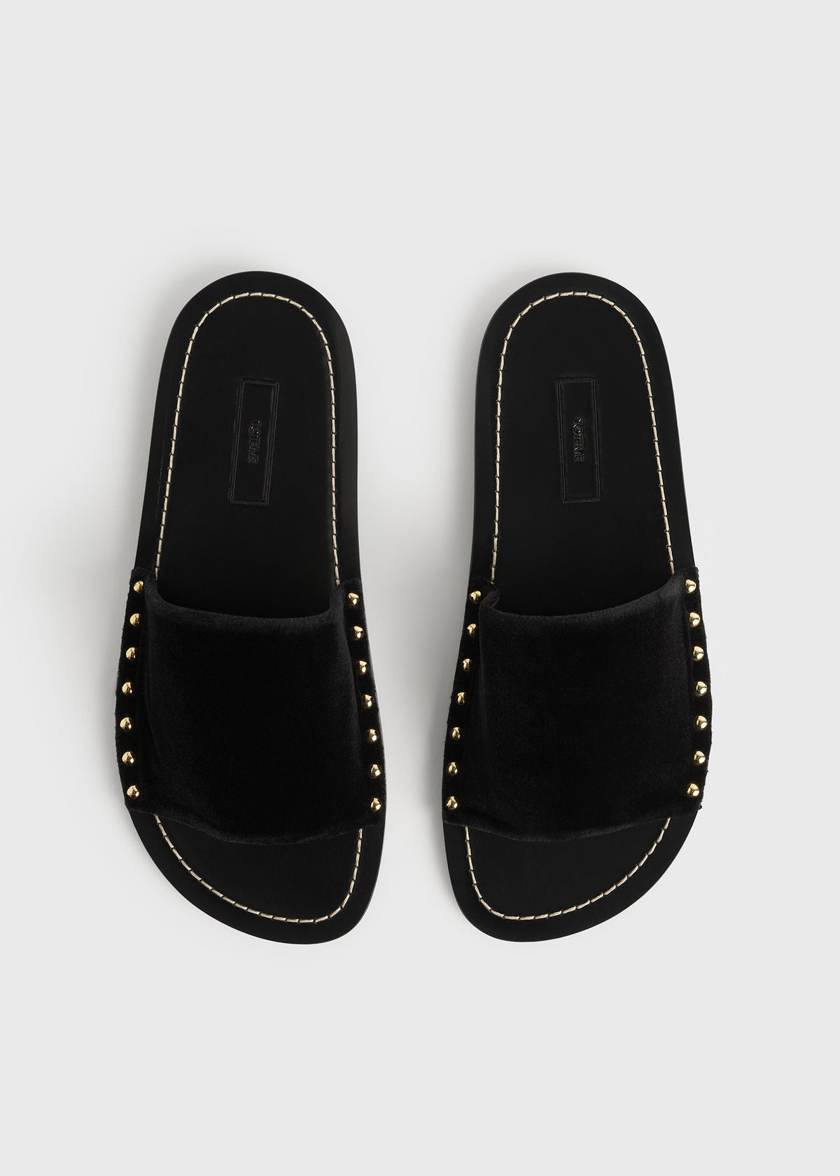 Studded velvet slides black